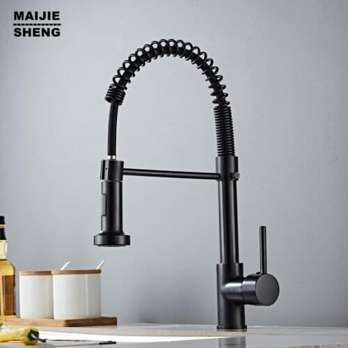 Black brush pull down kitchen mixer hot and cold black crane Black kitchen sink mixer tap Kitchen faucets