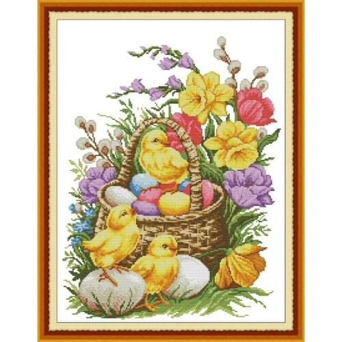 Everlasting Love Chickens And Flowers Chinese Cross Stitch Kits Ecological Cotton Stamped Printed DIY Gift Christmas Decoration