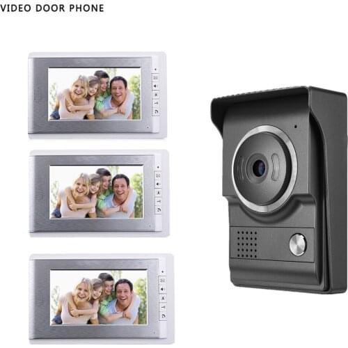 2017 7INCH Video door phone Intercom System TFT-LCD Color Screen three Monitor with one outdoor panel video DoorBell for villa