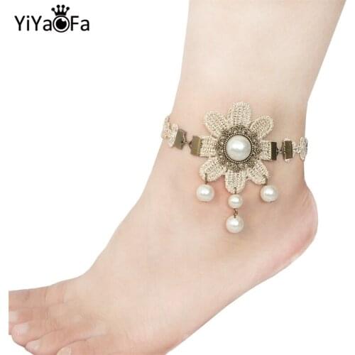YiYaoFa Vintage Lace Anklet for Women Accessories Gothic Jewelry Lady Beach Anklet Bracelet Summer Foot Jewelry LA-45