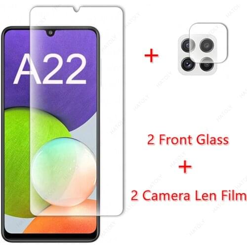 For Samsung Galaxy A22 Glass for Samsung Galaxy A22 4G 5G Tempered Glass Film Screen Protector Camera Len Film A32 A52 A72 A12