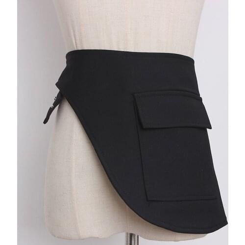 Womens runway fashion black fabric Cummerbunds female Dress coat Corsets Waistband Belts decoration wide belt R3358