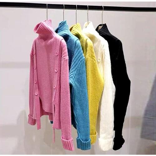 Womens Sweater Autumn Winter Warm Turtlenecks Casual Loose Wool Cotton Lady Sweaters Knitted Pullover Top Pull Femme NS505