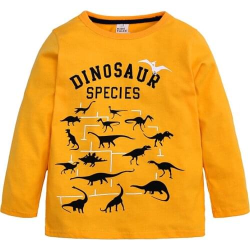 ZWY708 Long sleeve boys t shirts cotton animals printed children clothes autumn blouse baby boys t shirts dinosaur tops