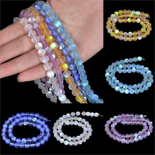 1 Strand 8mm Beads DIY Bracelets Mystic Aura Quartz Gemstone Loose Beads Quartz Matte Bracelet Necklace Craft Jewelry
