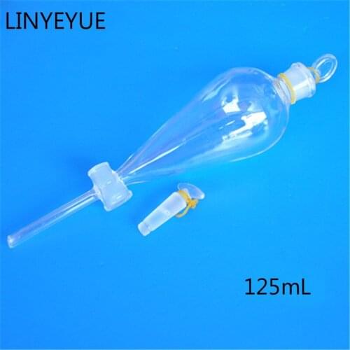2 pieces/pack 125mL Glass Separating Funnel with Glass Stopper Screw Tap Separatory Funnel Laboratory Glassware Free Shipping