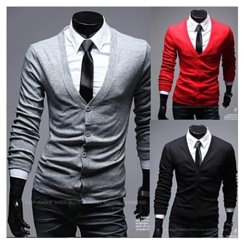 2015 autumn and winter men vestidos mens cardigan sweater v-neck leisure render unlined upper garment 11 color