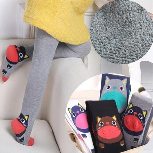 2020 Winter Warm Dance Tights Kids Pantyhose Girls Autumn Cartoon Cat Cute Pantyhose Cotton Pantyhose Soft Kids Tights Cotton