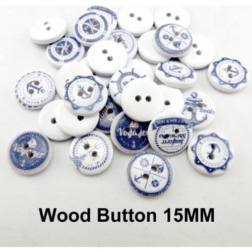 50PCS 15MM Wooden Anchors Buttons Sewing Clothes Boots Coat Accessories Navigation Button MCB-1031