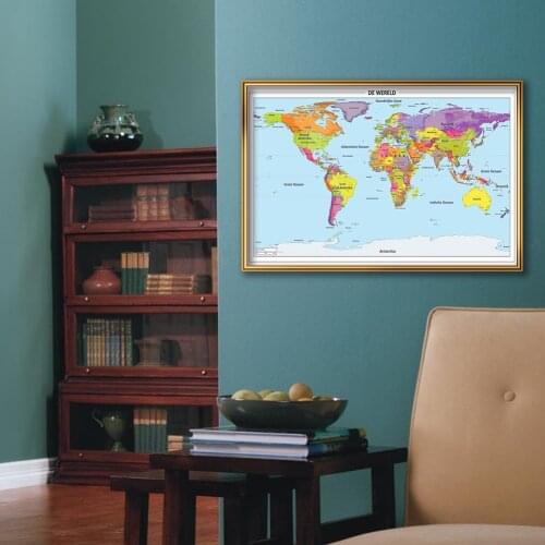 59*42cm In Dutch The World Map Small Size Wall Poster Canvas Painting Living Room Home Decoration Travel School Supplies