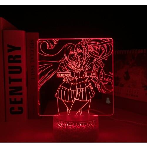 Anime Kakegurui Compulsive Gambler 3D LED White Base Night Light Lamp for Birthday Gift Nightlight Bedroom Decor 3D Table Light