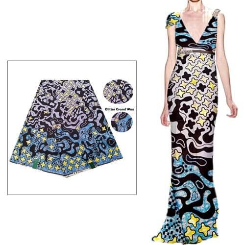 New Design Grand African Wax Fabric Cotton Ankara Batik Fabric High Quality Colorful for Wedding Dress Sewing 6Yards