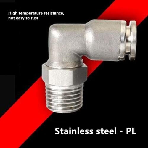 304 Stainless Steel Tracheal Joint Quick Quick Plug Connector PL8-02/4-M5/6-01/10-03 Threaded Elbow