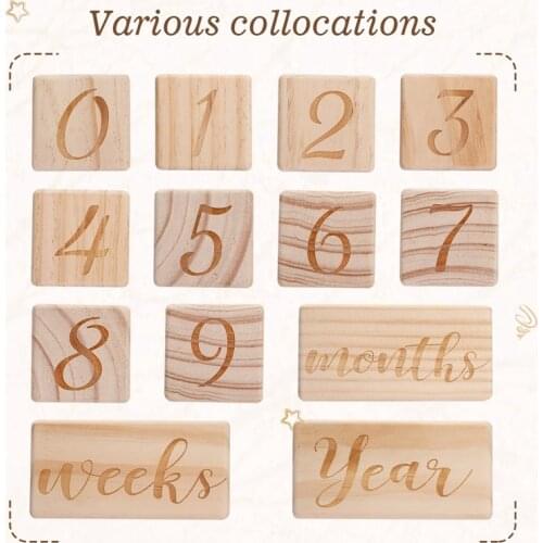 Baby Digital Literacy Building Blocks Wooden Babys Growth Commemorative Milestones Childrens Photography Props Newborn Gifts