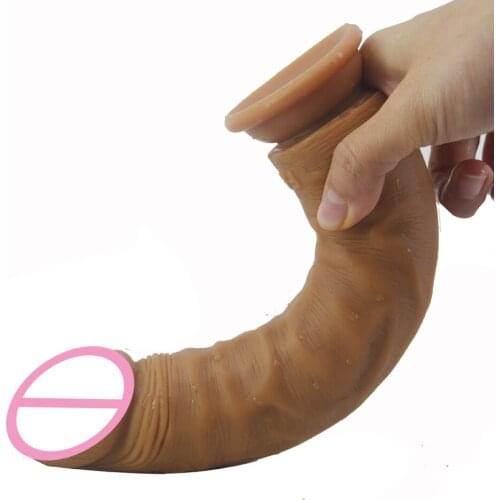 Long Realistic Dildo Suction Double Layer Silicone Skin Touch Fake Penis Man Dick Sex Toys For Women Vagina Massage Flirt