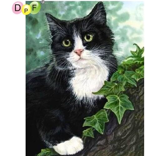 DPF DIY Black cat grass diamond embroidery crafts diamond mosaic square diamond painting cross stitch wall painting home decor