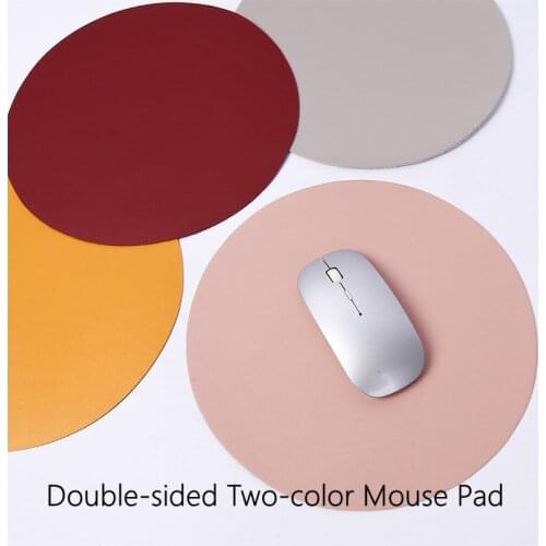 Double-sided Two-color Mouse Pad Leather Mouse Pad Round Mousepads Desk Mat Office Gaming Mouse Pad For PC Laptop Computer