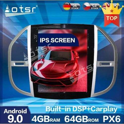 Tesla Screen PX6 Android 9.0 RAM 4GB ROM 64GB Car GPS Navigation Radio Player For Mercedes Benz Vito Car Multimedia DSP +CARPLAY