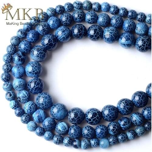 Natural Stone Smooth Blue Stripes Agates Onyx Stone Round Beads For Jewelry Making 6/8/10mm Spacer Loose Beads Diy Bracelet 15"