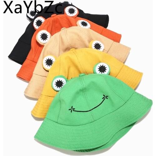 Fashion Frog Bucket Hat for Women Summer Autumn Plain Women Panama Outdoor Hiking Beach Fishing Cap Sunscreen Female Sunhat Bob