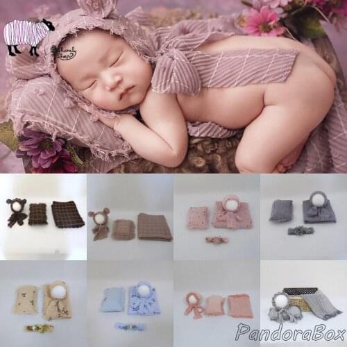 Newborn Photography Wrap Set Props Baby Boy Girl Photo Shoot Wrap+Hat+Pillow Outfits foto Shooting Accessories Infant Photo Prop