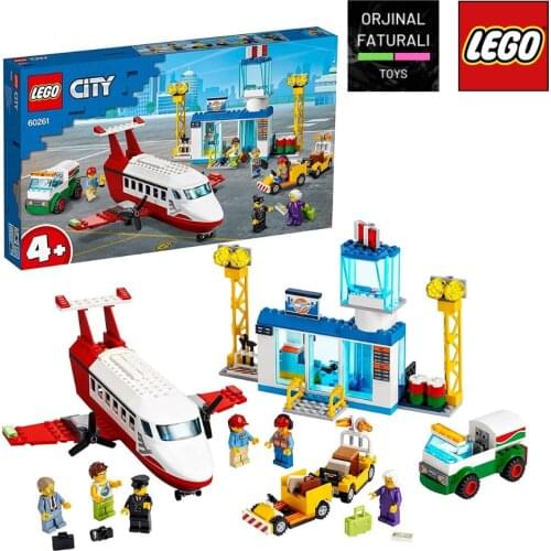 LEGO City Central Airport Building Toy, with Passenger Charter Plane, Airport Building, Fuel Tanker Baggage (286 Pieces) 60261
