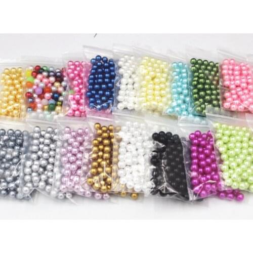 500pcs 3/4/6/8mm No Hole Round ABS Imitation Pearl Beads Plastic Acrylic Spacer Bead for DIY Jewelry Making Findings