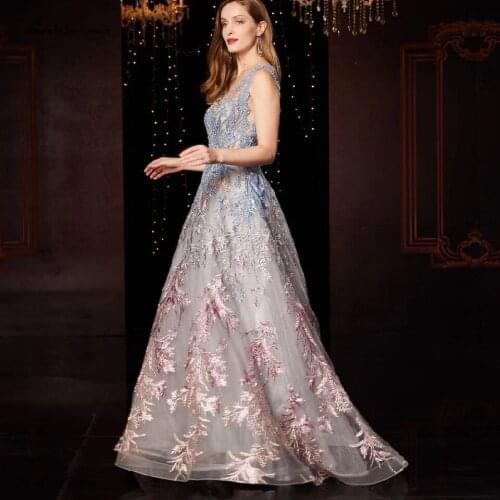 Lakshmigown Floral Elegant Evening Gown Formal Party Dresses 2020 New Arrival Dubai Prom Dresses Plus Size Vestidos de gala 2020