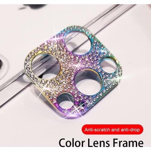 Metal Colorful Diamond Camera Lens Protection Film For iPhone 12 Pro Max Mini 11 Glitter Crystal Len Protector Glass Paste Cover
