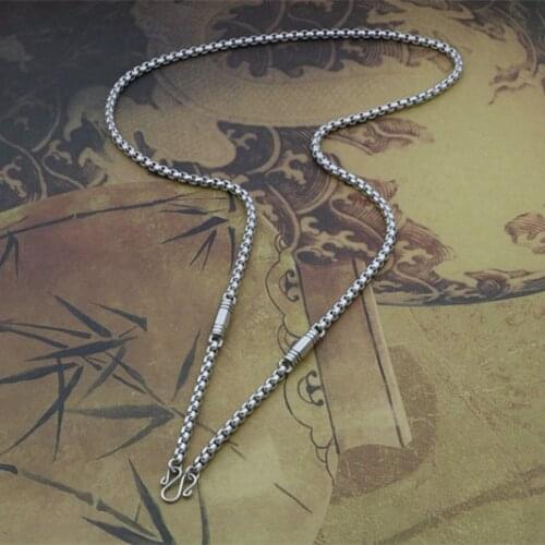 Fashion titanium steel men and women necklace stainless steel square pearl with chain hot sale
