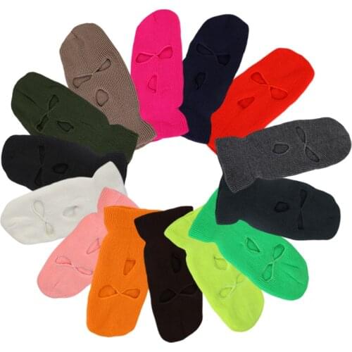 Fashion Full Face Cover Hats Beanie 3 Holes Balaclava Hiking Cycling Ski Mask Winter Outdoor Warm Knitted Caps for Women Men