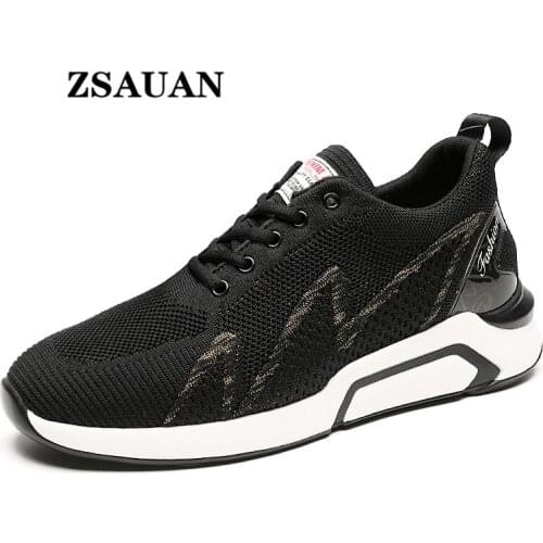 ZSAUAN 6 cm Elevator Men Loafers Summer Height Increase Mens Chunky Sneaker Casual Shoes Red Khaki Versatile Mesh Men Footwear