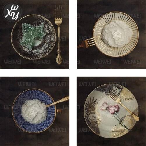 Flower Dish Diamond Painting for Adults Vintage Dark Diamond Embroidery Mosaic Cross Stitch Kit Family Handicraft for Home Decor