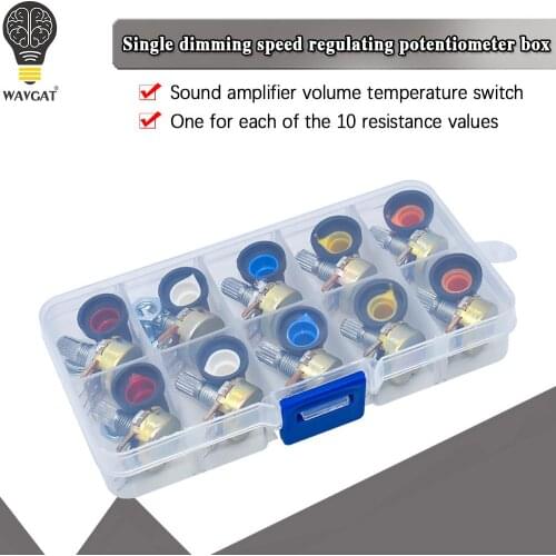 WH148 Potentiometer Kit B1K 2K 5K 10K 20K 50K 100K 250K 500K 1M 15mm Linear Taper Rotary Resistor Set 3pin With Cap