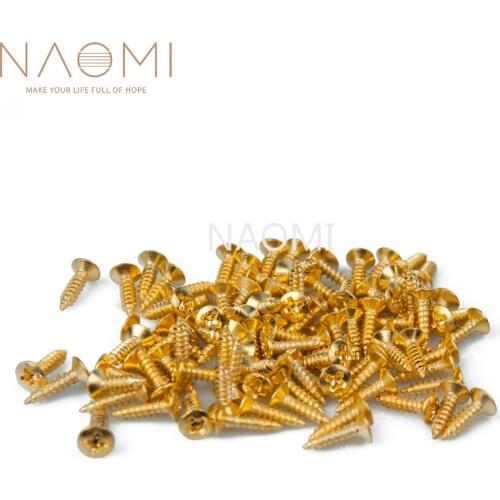 NAOMI 100PCS 11mm* 6mm Electric Guitar Screws For Pickguard Back Plate Mount DIY Luthier Tool Pickguard Screws