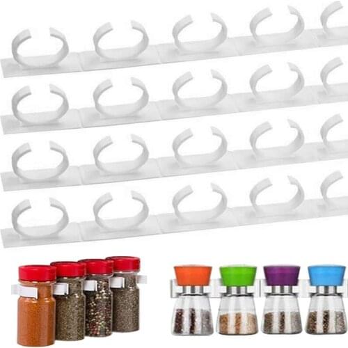 Wall Mount Ingredient Spice Bottle Racks Home Kitchen Space Saving Plastic Clip Rack Kitchen Organizer and Accessories