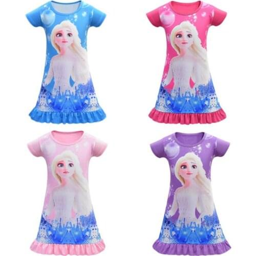 Disney Girls elsa princess Nightgown Pajamas kids nightdress cute cartoon child female baby sleeping dress
