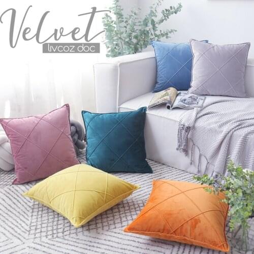 Nordic Velvet Big Lattice Cushion Pillowcase Tender Sofe Delicate Sofa Bedside Cushion Lumbar Pillow Home Wedding Decoration