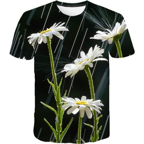 The latest beautiful flower mens and womens 3D printed T-shirts mens and womens hip hop Harajuku set t-shirts