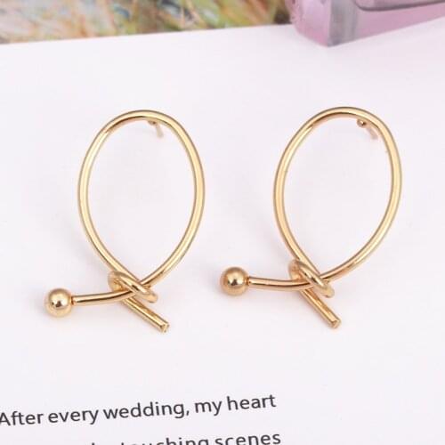 2020 New Round Heart Knot Cross Earrings Hollow Geometric Metal Line Earrings Women Statement Earrings ZA Modern Art Design Gift