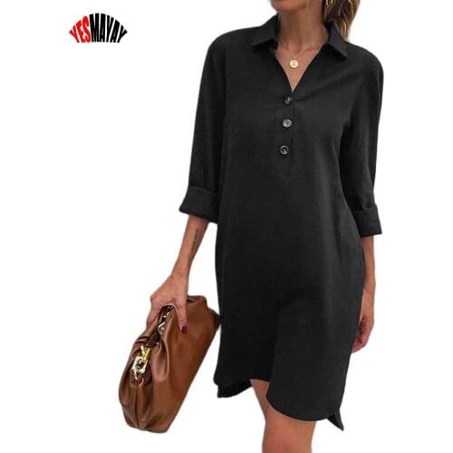 Autumn Dress 2021 Ladies Black Long Sleeve Fashion Dresses Women Office Shirt Dress Female Mini Party Vestidos Mujer