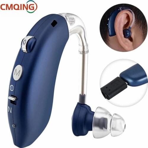 BTE Mini Rechargeable Hearing Aids for Deafness Digital Hearing Aid Adjustable Sound Amplifier Portable Deaf Elderly Ear Aids