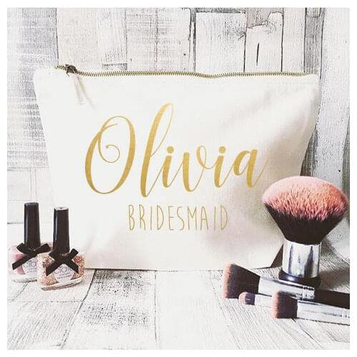 Personalized Be my bridesmaid- Maid of honour bride Make Up comestic Bags Unique Gift for Bridal vanity case Party Bags purses
