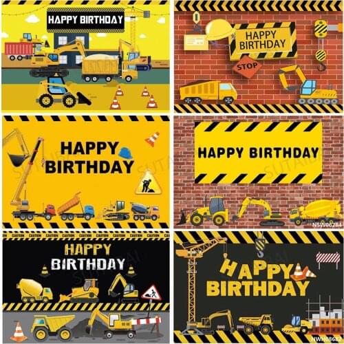 Personalized Construction Zone Vehicle Engineering Happy Birthday Backdrop Party Custom Photo Background Photography Studio