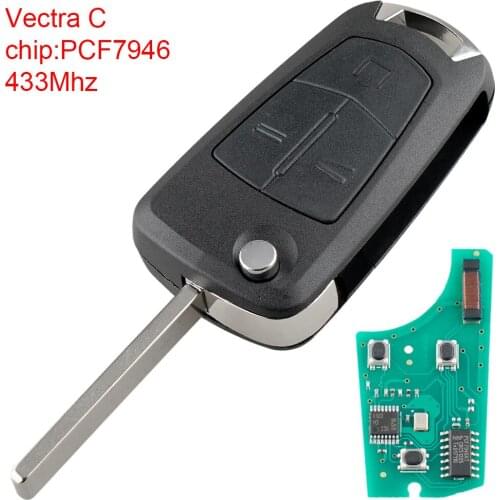 433MHz 3 Buttons Flip Remote Car Key with PCF7946 Chip Keyless Entry Transmitter Auto Key for Vauxhall Opel Vectra Signum Auto