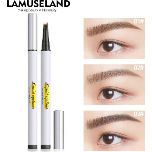 3 Colors Eyebrow Pen Waterproof 4 Fork Tip Eyebrow Tattoo Pencil Cosmetic Microblading Liquid Eyebrow Marker Tint Makeup TSLM1