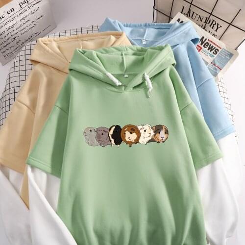 Cartoon Print Sweatshirt Color Block Hoodies for Women Plus Size Vintage Pullover Green Full Sleeve Coat Sudaderas Para Mujer