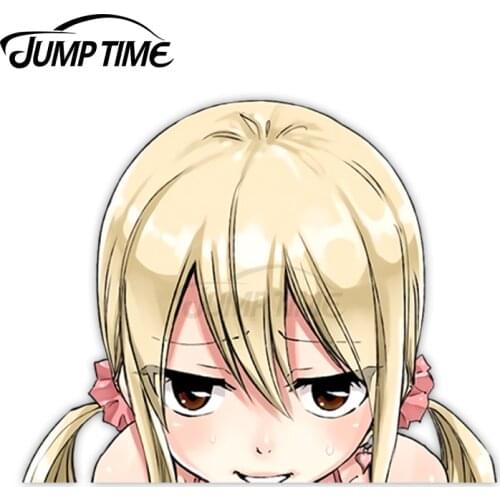 Jump Time Fairy Tail Lucy Heartfilia 53 10.1 Big Head Anime Peeker Vinyl Decal Waifu Kawaii Girl Car Stickers