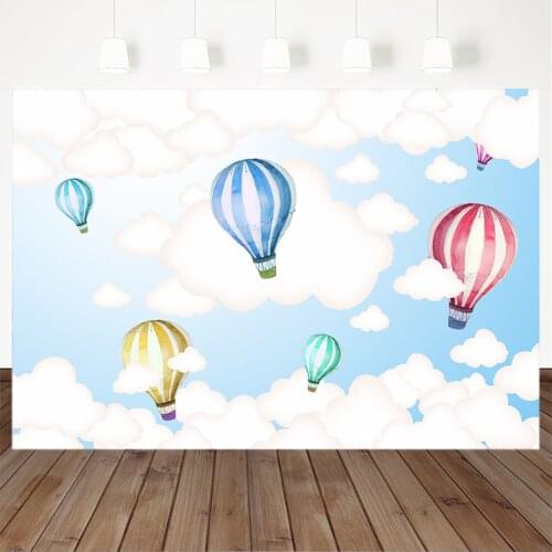 White Cloud Backdrop For Photography Newborn Baby Shower Background For Photo Booth Studio Hot Air Balloon Backdrops Vinyl Cloth