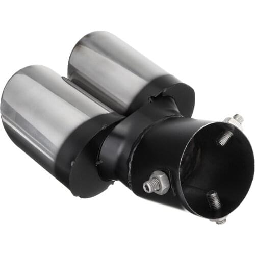 Stainless Steel Rear Curved Dual Exhaust Muffler Pipe Trim Tips Chrome Tail Fashion Design Style